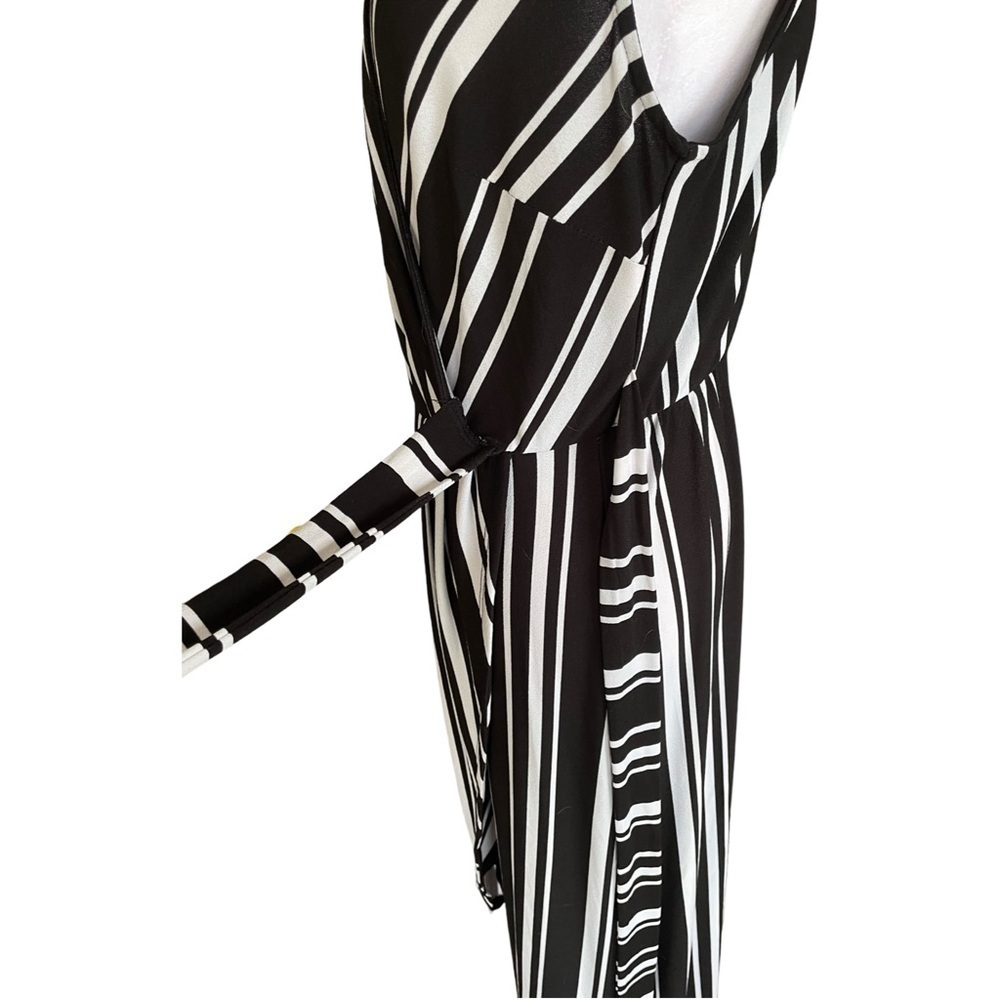 INC International Concepts Black/White Striped Faux-Wrap Maxi Dress Size Large - Picture 12 of 15